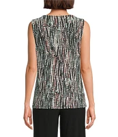 Kasper Printed Keyhole Hardware Neck Sleeveless Top