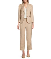 Kasper Refined Linen Blend 3/4 Sleeve Two-Button Jacket