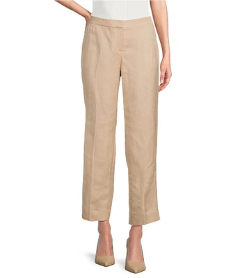 Kasper Refined Linen Blend Straight Leg Pants