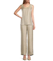 Kasper Shimmer Twill Scoop Neck Sleeveless Top