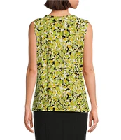 Kasper Sleeveless Pleated Keyhole Neck Top