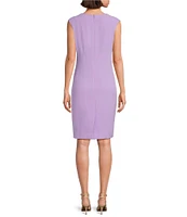 Kasper Split V-Neck Sleeveless Knit Sheath Dress