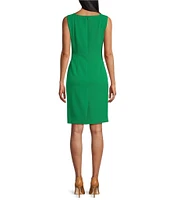 Kasper Square Neck Sleeveless Knee Length Coordinating Sheath Dress