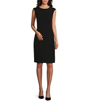 Kasper Stretch Crepe Crew Neck Sleeveless Sheath Dress