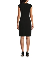 Kasper Stretch Crepe Crew Neck Sleeveless Sheath Dress