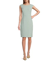 Kasper Stretch Crepe Crew Neck Sleeveless Sheath Dress