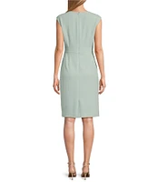 Kasper Stretch Crepe Crew Neck Sleeveless Sheath Dress