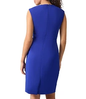 Kasper Stretch Crepe Crew Neck Sleeveless Sheath Dress