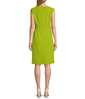 Kasper Stretch Crepe Crew Neckline Cap Sleeve Sheath Dress