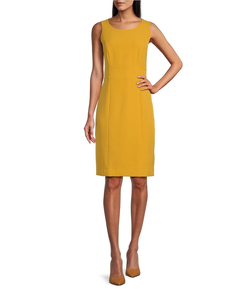 Kasper Stretch Crepe Crew Neckline Sleeveless Sheath Dress