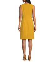 Kasper Stretch Crepe Crew Neckline Sleeveless Sheath Dress