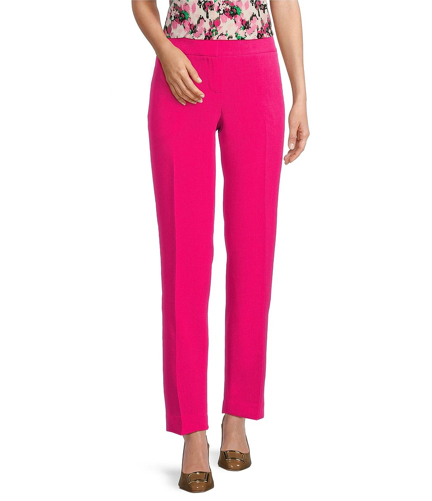 Kasper Stretch Crepe Fly Front Slim Pants