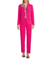 Kasper Stretch Crepe Fly Front Slim Pants