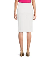 Kasper Stretch Crepe Front Slit Knee Length Pencil Skirt