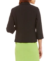 Kasper Stretch Crepe Foldover Collar 3/4 Sleeve Jacket