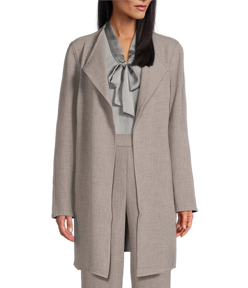 Kasper Stretch Crepe Long Sleeve Open Front Drape Jacket