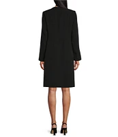 Kasper Stretch Crepe Long Sleeve Open-Front Seamed Topper