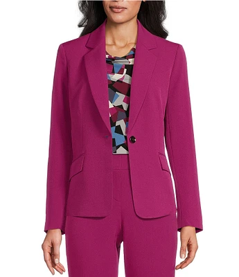 Kasper Stretch Crepe Notch Collar Long Sleeve Blazer