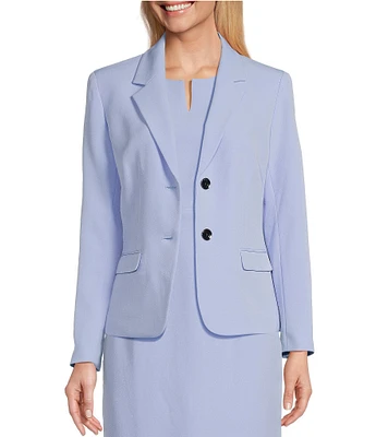 Kasper Stretch Crepe Notch Lapel Flap Pocket Coordinating Blazer Jacket