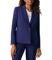 Kasper Stretch Crepe Notch Lapel Long Sleeve Panel Seamed Jacket