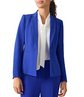 Kasper Stretch Crepe Notch Lapel Long Sleeve Panel Seamed Jacket