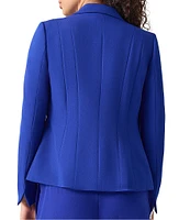 Kasper Stretch Crepe Notch Lapel Long Sleeve Panel Seamed Jacket