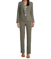 Kasper Stretch Crepe Notch Lapel Neckline Long Sleeve Blazer