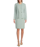 Kasper Stretch Crepe Notch Lapel Neckline Long Sleeve Blazer