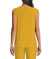 Kasper Stretch Twist Crew Neckline Cap Sleeve Top