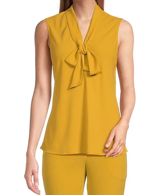 Kasper Tie Front Neck Sleeveless Blouse