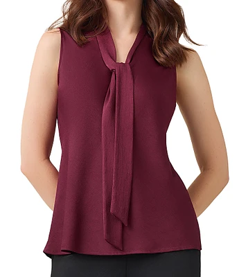 Kasper Tie-Front V-Neck Sleeveless Blouse