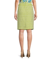 Kasper Tweed Fringe Waist Coordinating Pencil Skirt