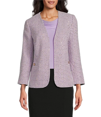 Kasper Tweed Open Front 3/4 Sleeve Jacket