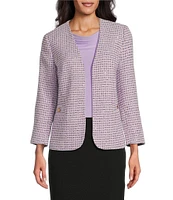 Kasper Tweed Open Front 3/4 Sleeve Jacket