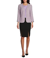 Kasper Tweed Open Front 3/4 Sleeve Jacket