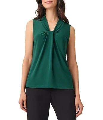 Kasper V-Neck Knot Front Sleeveless Blouse