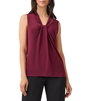 Kasper V-Neck Knot Front Sleeveless Blouse