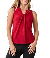 Kasper V-Neck Knot Front Sleeveless Blouse