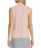 Kasper Woven Sleeveless V-Neck Tie Front Blouse