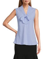 Kasper Woven Sleeveless V-Neck Tie Front Blouse