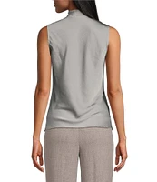 Kasper Woven V-Neck Sleeveless Tie Front Blouse