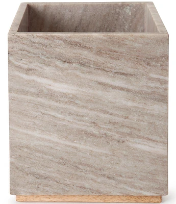 Kassatex San Marino Marble & Mango Wood Wastebasket