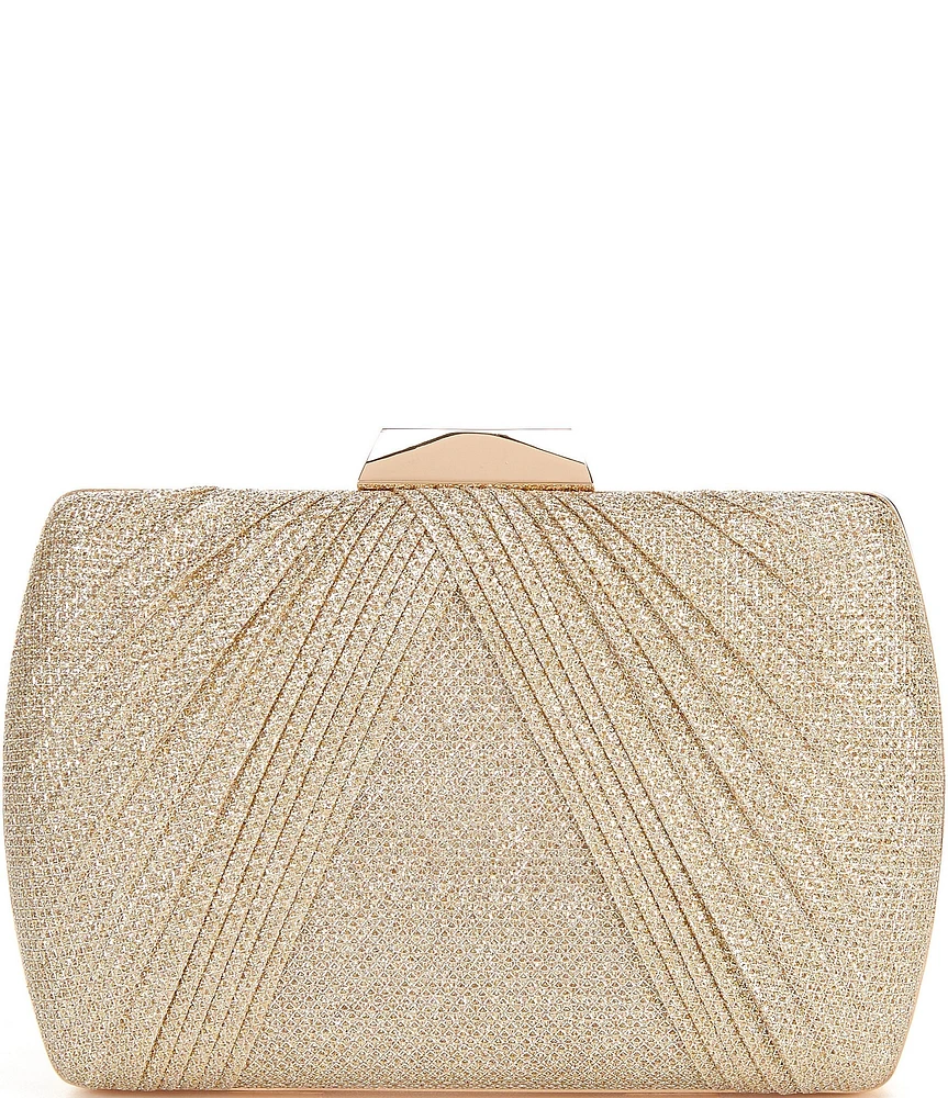 Landry Pleated Lurex Tweed Minaudiere Clutch