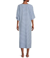 Kate Landry Striped Woven Blue Dobby Caftan