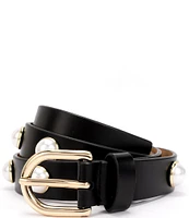 kate spade new york 0.98#double; Pearl Embellished Leather Belt