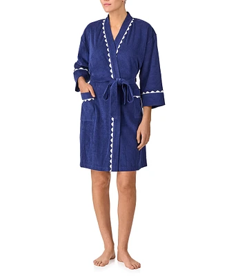 kate spade new york 3/4 Sleeve Shawl Collar Baby Terry Short Robe