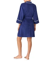 kate spade new york 3/4 Sleeve Shawl Collar Baby Terry Short Robe