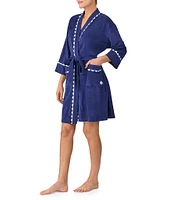 kate spade new york 3/4 Sleeve Shawl Collar Baby Terry Short Robe