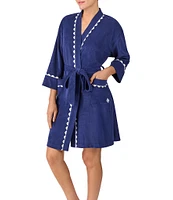kate spade new york 3/4 Sleeve Shawl Collar Baby Terry Short Robe