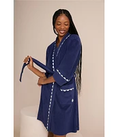kate spade new york 3/4 Sleeve Shawl Collar Baby Terry Short Robe